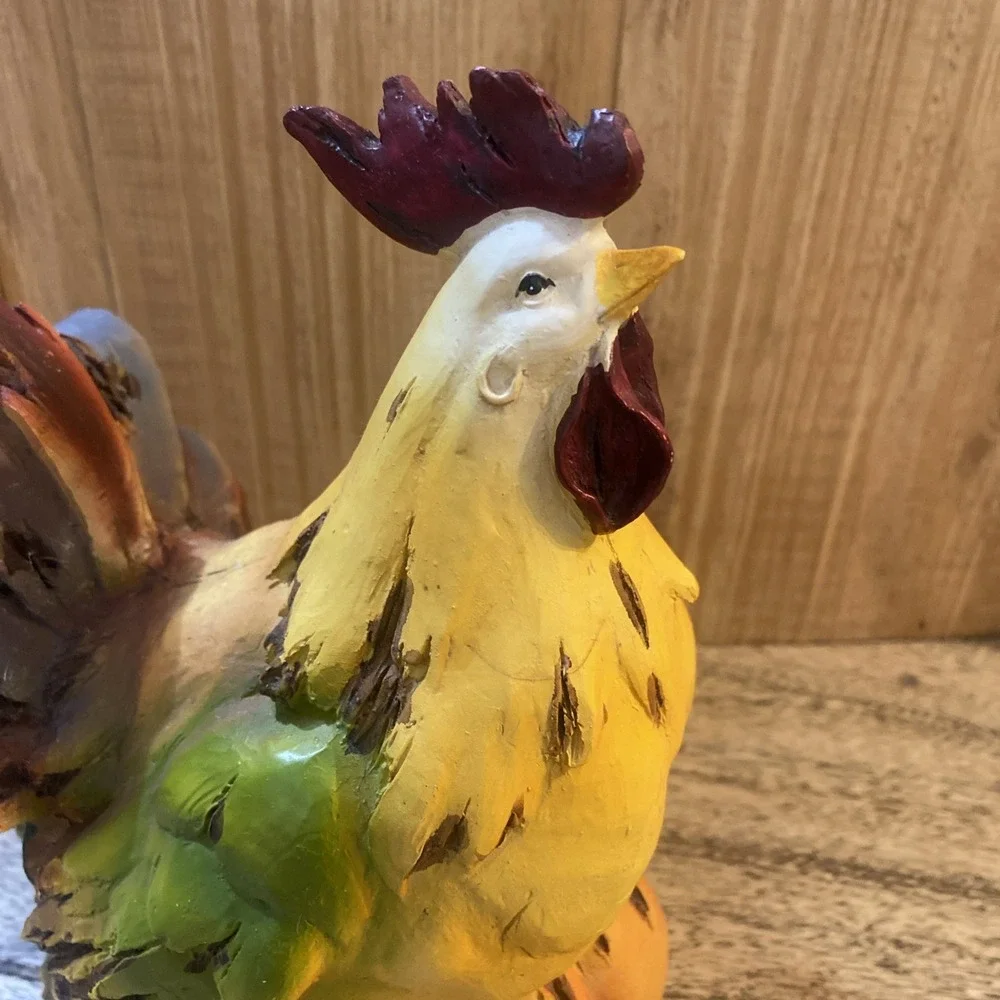 Vintage Rooster, Colorful, Resin Figurine Country Decor Farmhouse Figuring